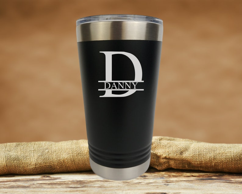 Engraved Tumbler, Custom Tumbler for Men, Beer Mug, Personalized Tumbler, Personalized mug, Groomsmen Gift, Birthday Gift, Christmas Present Black