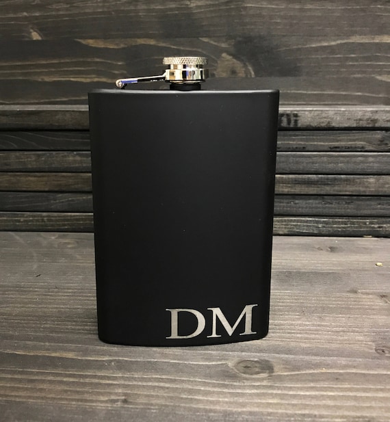 Matte Black Personalized Flask Engraved Groomsman Flask Gift Etsy