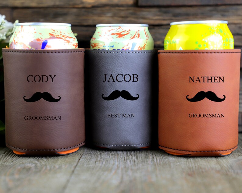 Groomsmen Proposals Beer Can Holder Beer Cooler bottle holder Bachelor Party Gifts Engraved Can Coolers Groomsmen Gifts Can Cooler