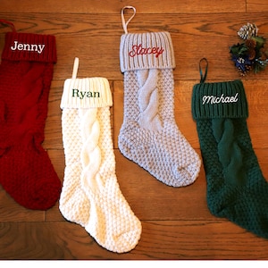 Christmas Stocking, Personalized Stockings, Embroidered Christmas Stockings, Holiday Stocking, Custom Christmas Stocking, Knitted Stocking