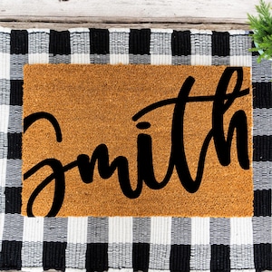 Custom Extra-Large Family Name Welcome Mat –Crafted and Made to Order, the Perfect Thoughtful Gift for the In-Laws to Welcome Them Home! K57