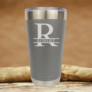 Engraved Tumbler, Custom Tumbler for Men, Beer Mug, Personalized Tumbler, Personalized mug, Groomsmen Gift, Birthday Gift, Christmas Present Gray