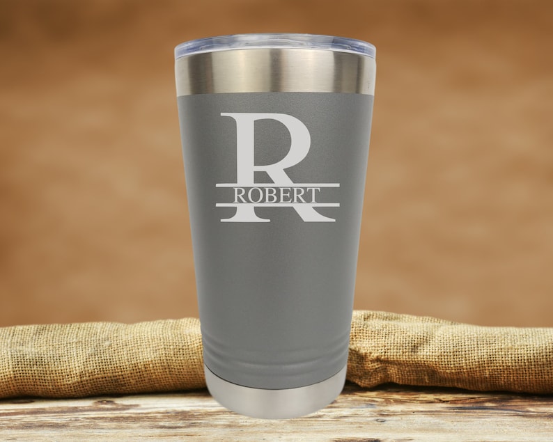 Engraved Tumbler, Custom Tumbler for Men, Beer Mug, Personalized Tumbler, Personalized mug, Groomsmen Gift, Birthday Gift, Christmas Present Gray