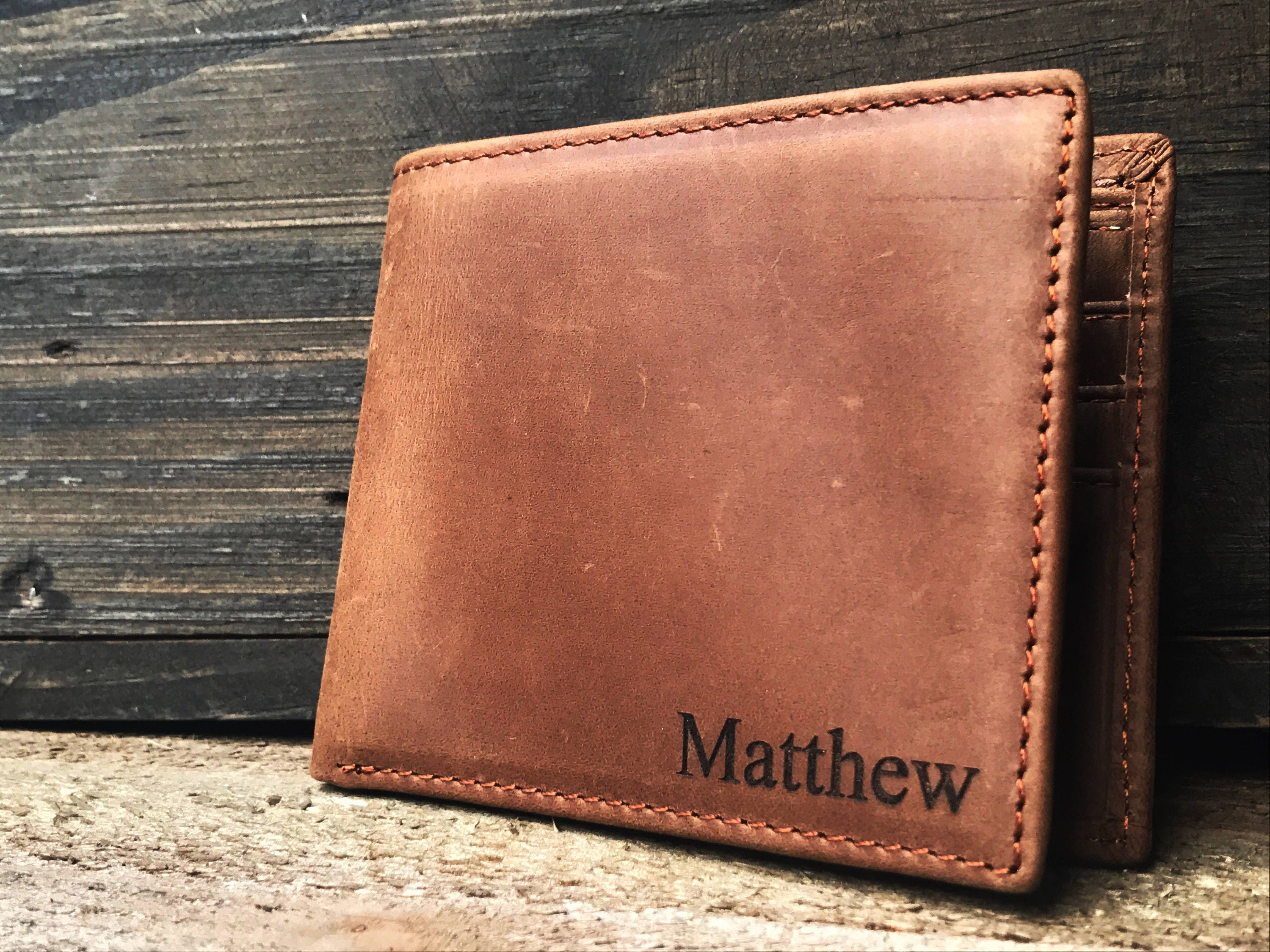 Personalized Long Leather Wallet: Timeless Accessories Initial&Left&Right / Dark Brown