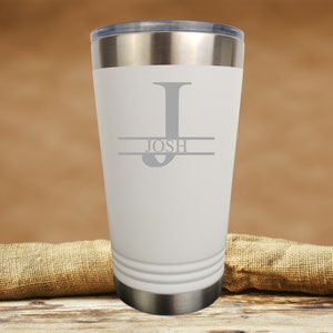 Engraved Tumbler, Custom Tumbler for Men, Beer Mug, Personalized Tumbler, Personalized mug, Groomsmen Gift, Birthday Gift, Christmas Present White