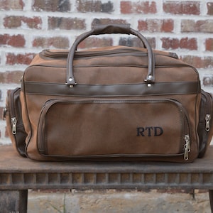 Personalized Mens Leather Bag, Groomsman Gift, leather tote, gym bag, carry on, leather duffle bag, groomsmen gift, Personalized travel bag image 1