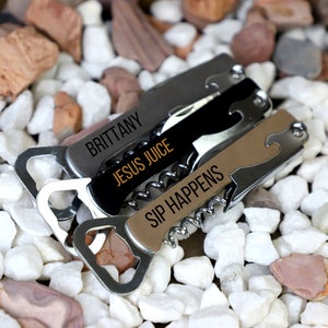 Engraved Wine Opener, Wedding Party Gifts, Monogrammed Corkscrew, Birthdays, Groomsmen, Bridesmaid, Wedding Favors - Custom Bottle Opener