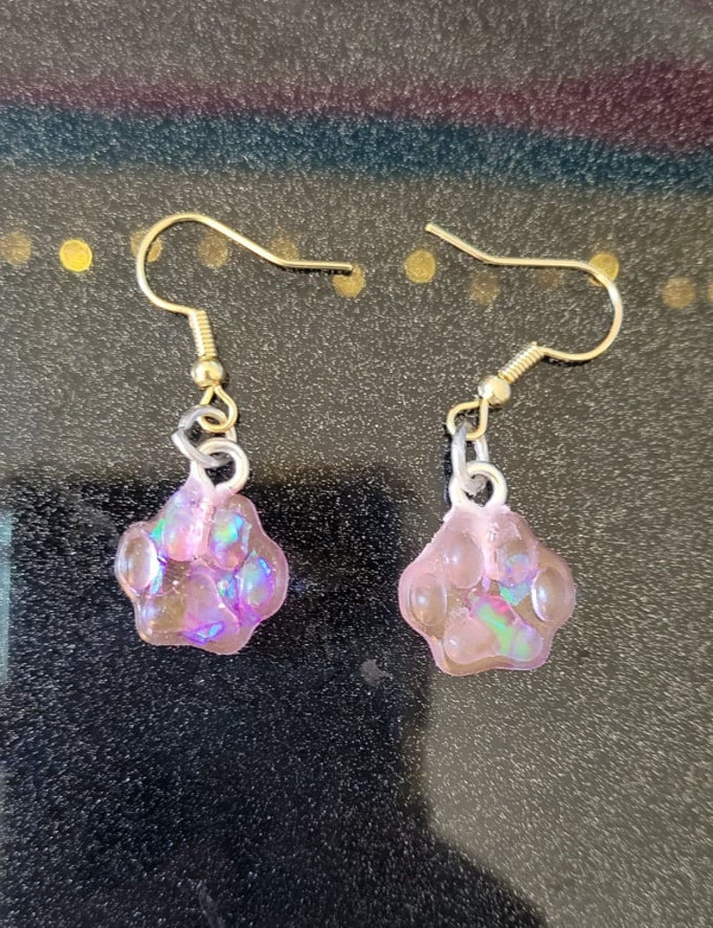 Resin purple glitter earrings