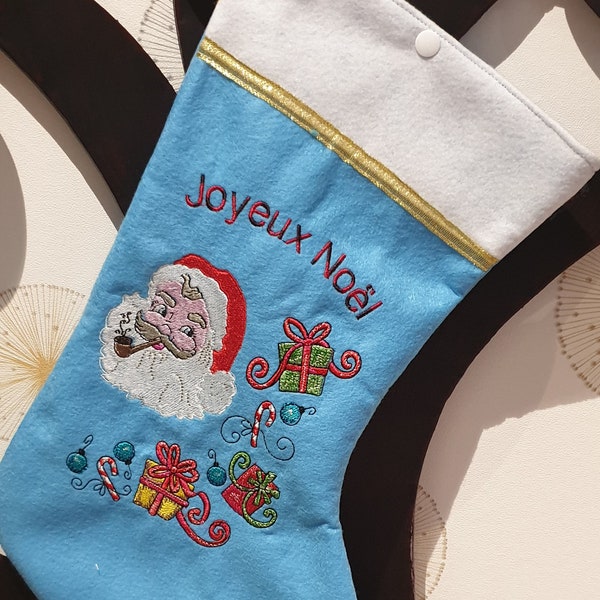 Botte de Noël personnalisable en feutrine 39 cm chaussette décoration de Noël