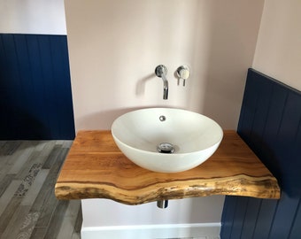 Live Edge Basin Countertop Bathroom Shelf Etsy