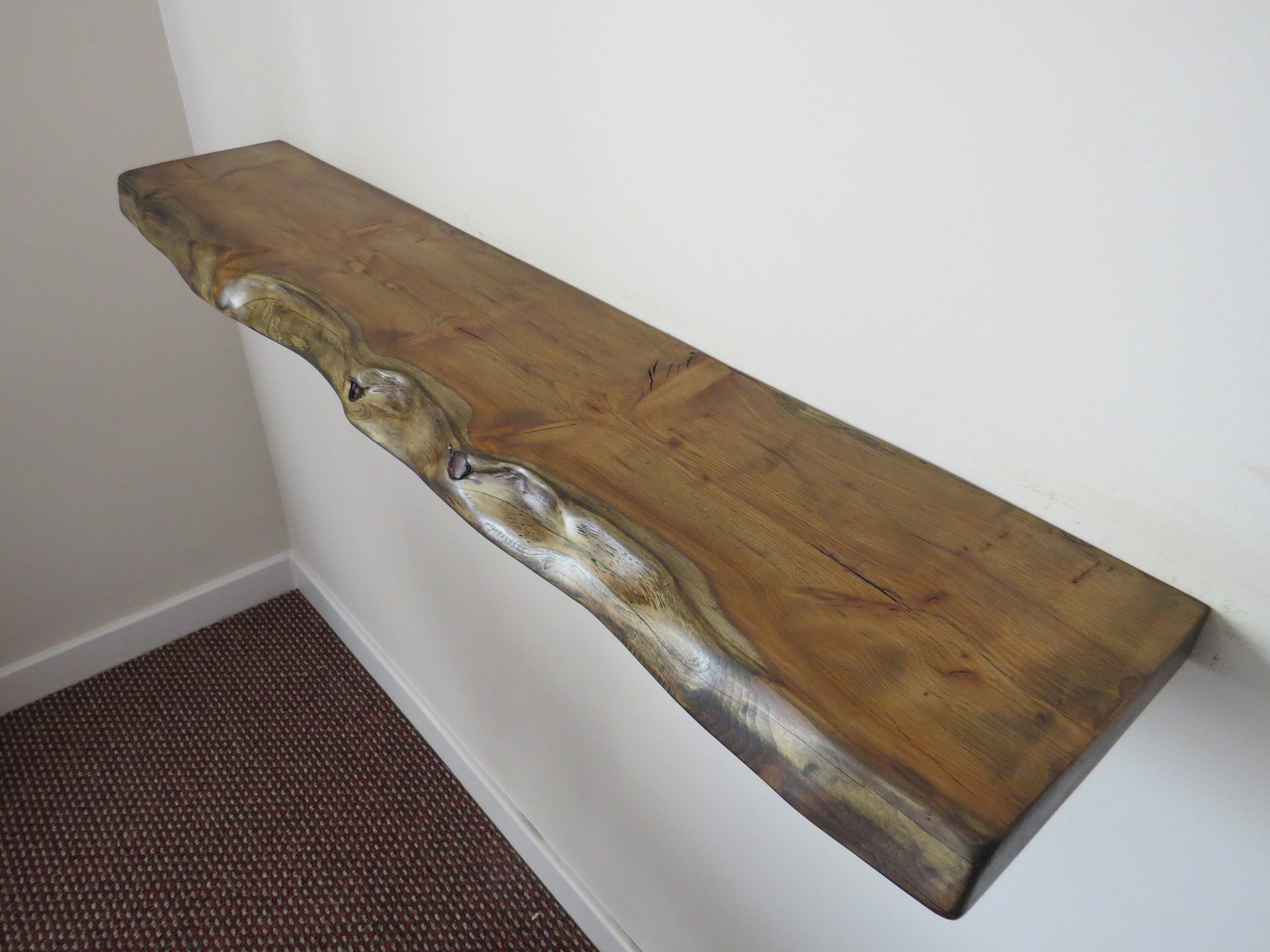 Live Edge Breakfast Bar Natural Wood Shelf Etsy