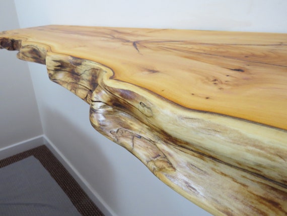 Live Edge Shelf English Yew Floating Breakfast Bartop Etsy