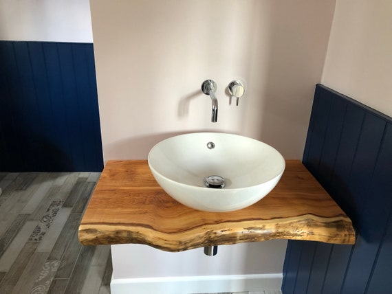 Vessel Sink Shelf Character Live Edge Natural Wood Countertop Etsy