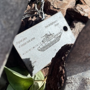 Steel Mens Keychain, Unique Steel Gifts, Keychain from Russian Tank, Destroyed Russian T 90, Engraved Souvenir from Ukraine, War Trophy T90