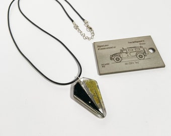 Pendant and Keychain from Burned russian Car, Set of Ukraine Military Gift, Unique Gifts for Men, Piece of Russian Tank, Aircraft Skin