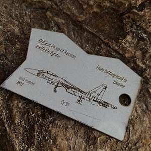 Original Aircraft Skin of Shot Down SU30, Destroyed russian Plane, Recycled Airplane SU30 Skin Token, Plane Token, Ukraine Military Keychain
