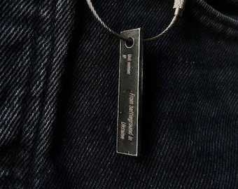 Recycled Armor Steel Keychain, Original Aircraft Skin of Shot Down SU 35, Mini Token of Russian Combat Airplane Made of Burned Amor SU 35