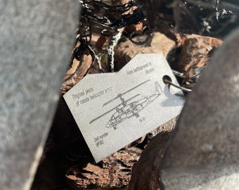 Keychain from KA 52 Helicopter, Brutal Keychain for Men, Metal KA 52, Historical Keychain from Downed Helicopter, Destroyed Helicopter