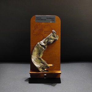 Wooden exclusive Stand with Piece Fuselage Skin of &quot;Russian SU 34 &quot; from Ukraine 2023,souvenir piece