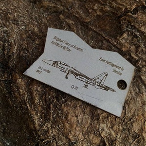 Recycled Airplane SU 30 Skin Token, Ukraine War Relicts, Keychain from Russian Combat Airplane, Military Token, Key Fob for Men, SU Fighter
