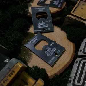 Mens Token, Brutal Keychain, Bottle Opener of Russian Combat Vehilce TOR M2, Made of Burned ZRK TOR, Recycled in Ukraine, Engraved Token