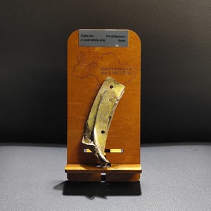 Wooden Decor Stand with Piece Fuselage Skin of &quot;Russian SU 25 &quot; from Ukraine 2023,souvenir piece exclusive