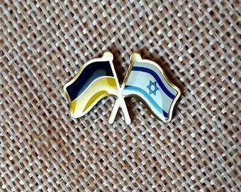 Ukraine Israel Flag Pin, Israel Solidarity pin , made in Ukraine pin , Ukraine Israel Metal Badge  , Ukraine seller