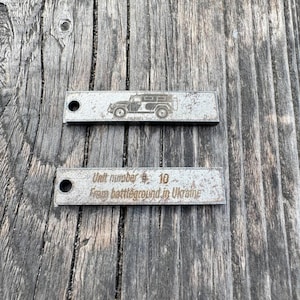Mini Token of recycled armor &quot;machine Tigr&quot;,Brutal KeyFob Ukraine, Made of Armor Tigr, &quot;Tigr Machine&quot; KeyFob, Recycled KeyRing Unique Men