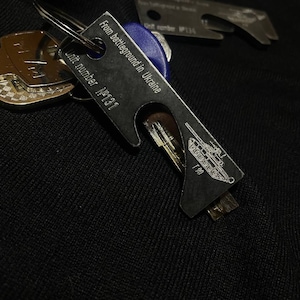 Mini-Keychain Bottle Opener Token of Russian combat tank made of burned amor t 90 from Ukraine , design ornament