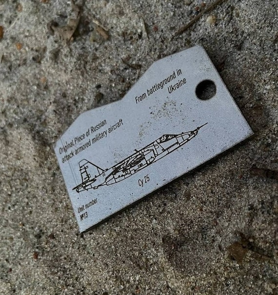 Metal Keychain, Token from Piece Russian Airplane, Destroyed Airplane SU25 Recycled in Ukraine, Ukrainian Key Fob for Men, Ukraine Souvenir