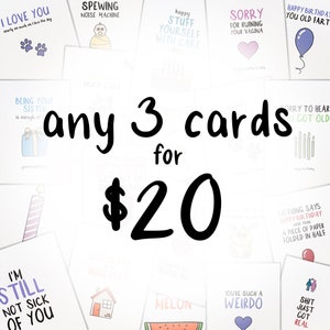 Greeting Cards - pick any 3 - funny, quirky, all occasions