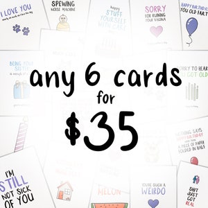 Greeting Cards - pick any 6 - funny, quirky, all occasions