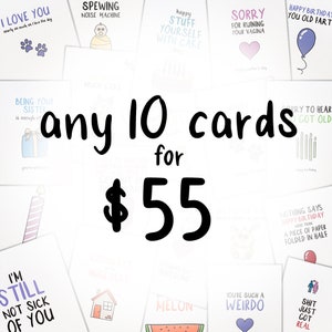 Greeting Cards - pick any 10 - funny, quirky, all occasions, Christmas