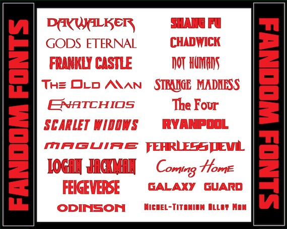 Marvel Themed Fandom Font Pack 20 Marvel Themed Movie - Etsy