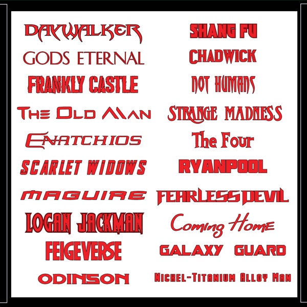 Marvel Themed Fandom Font Pack (20 Marvel Themed Movie Fonts)(Digital Download)
