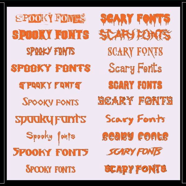 Scary and Spooky Halloween Font Pack Part I - 40 Different Fonts with 100+ Variations (Digital Download)