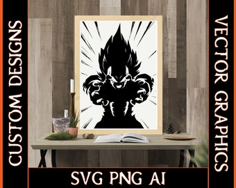 Dragonball Z Inspired "Vegeta's Pride" Vector Graphic (PNG & SVG Silhouette) Vectors for Cricut and Silhouette