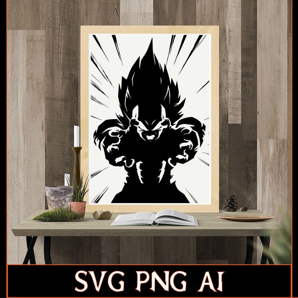 Dragonball Z Inspired "Vegeta's Pride" Vector Graphic (PNG & SVG Silhouette) Vectors for Cricut and Silhouette