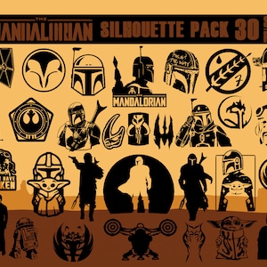 Star Wars The Mandalorian 30 pk Pack 2 PNG en SVG Vector Graphics Silhouettes voor Decal Vectors voor Cricut of Silhouette (Digitale Download)