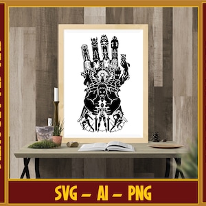Infinity Gauntlet Avengers Collage Mural Vector Graphic (SVG, AI and PNG Silhouette) Vectors for Cricut and Silhouette