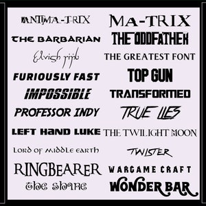 Pacote de fontes Fandom (20 fontes de filmes de sucesso - Parte 1) (download digital)