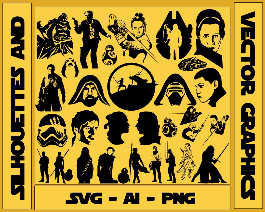 Star Wars Skywalker Trilogy 30 Pk Vector Graphic Silhouettes for Decals ...