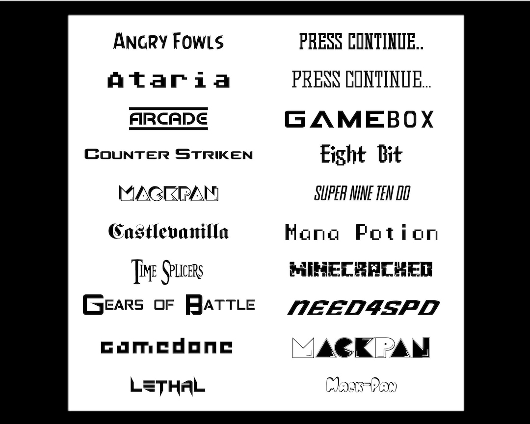 Gaming Font Pack - 40 Different Fonts With 80+ Variations (digital ...