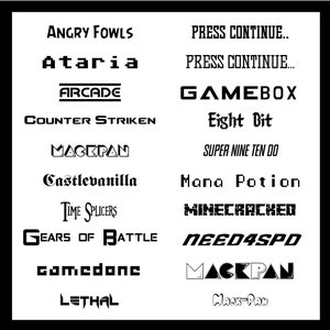Gaming Font Pack - 40 verschiedene Schriftarten mit über 80 Variationen (Digitaler Download)