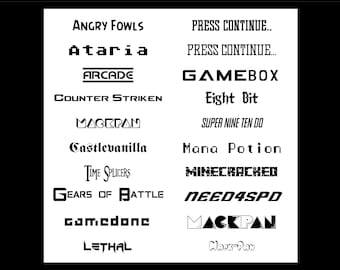 Gaming Font Pack - 40 Different Fonts with 80+ Variations (Digital Download)