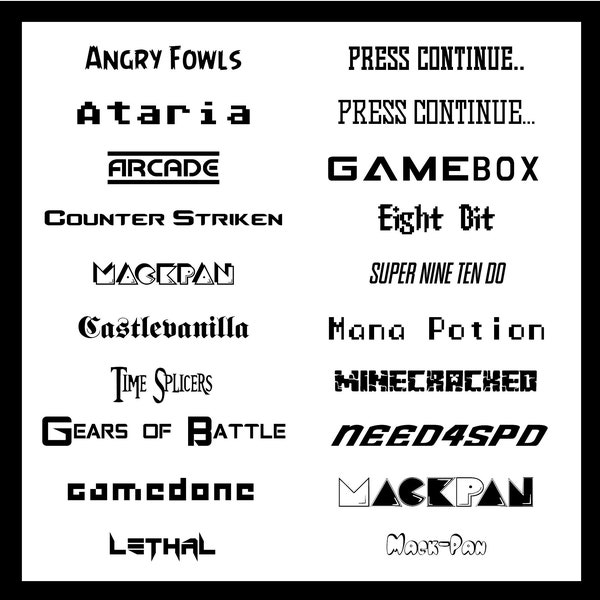 Gaming Font Pack - 40 Different Fonts with 80+ Variations (Digital Download)