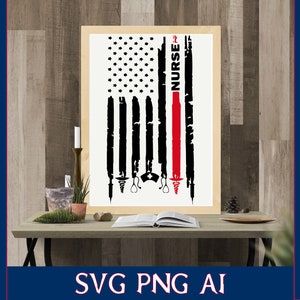 Sjuksköterskans amerikanska flagga SVG vektorgrafik silhuettvektorer (AI, SVG och PNG ingår) för Cricut och Silhouette