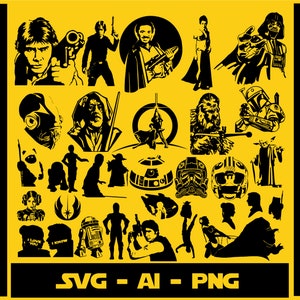 Star Wars Original Trilogie Pack 2 - 30 pk Vektor Grafik Silhouetten für Decals Cricut (Ai, SVG und PNG) (Digitaler Download)