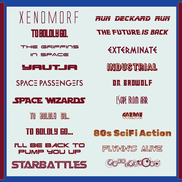 Sci Fi TV & Movie Font Pack - 20 Different Fonts with 90+ Variations (Digital Download)
