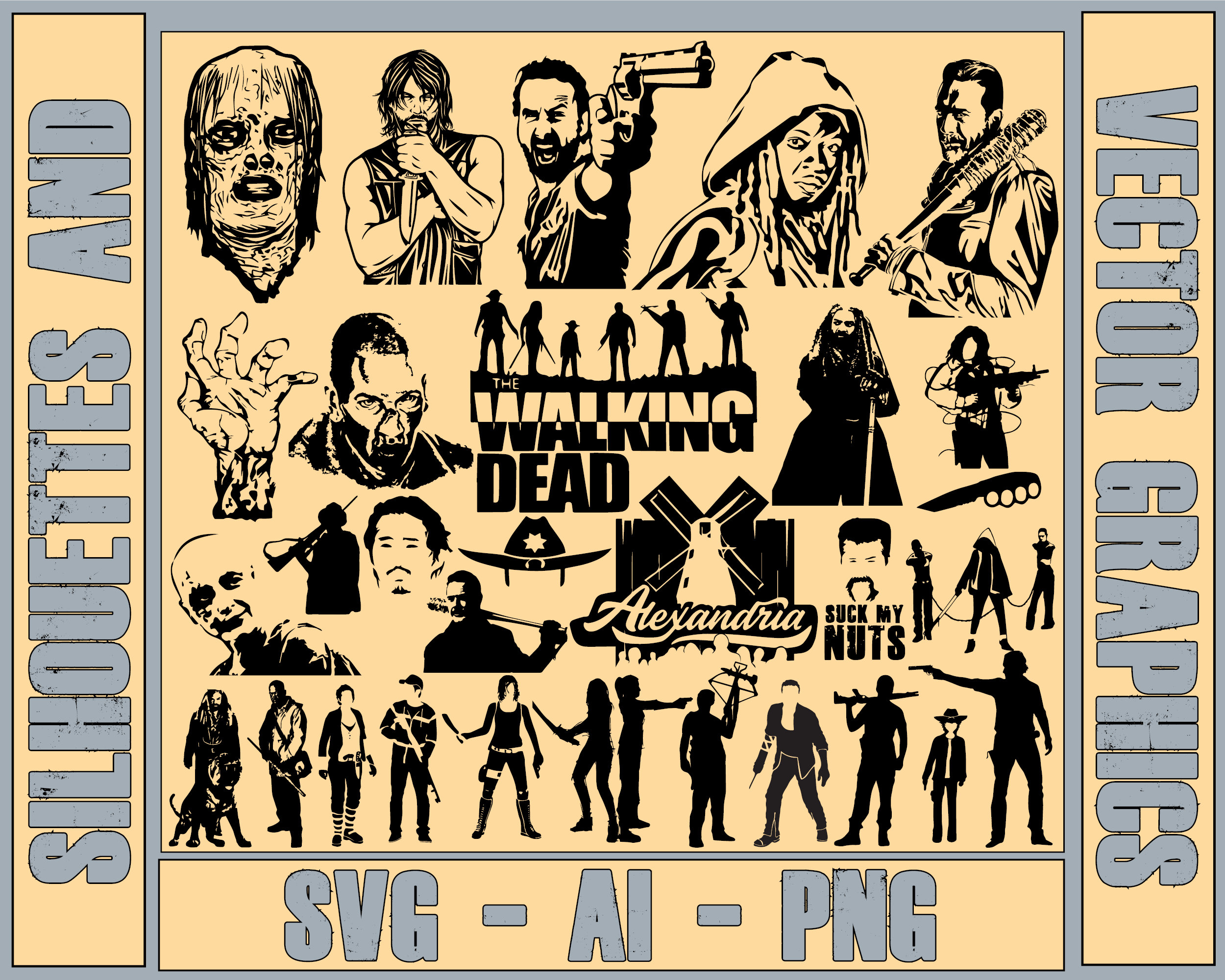 Negan Smith Art Print the Walking Dead Room Decor Zombie